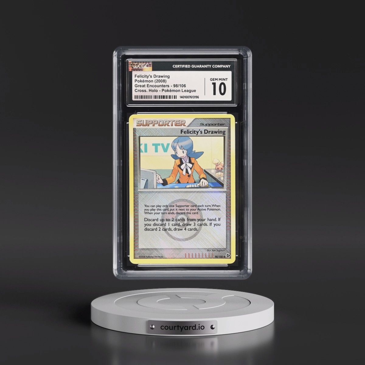 2008 Great Encounters #98/106 Felicity's Drawing - Pokémon League (Crosshatch Holo) (CGC 10 GEM MINT)