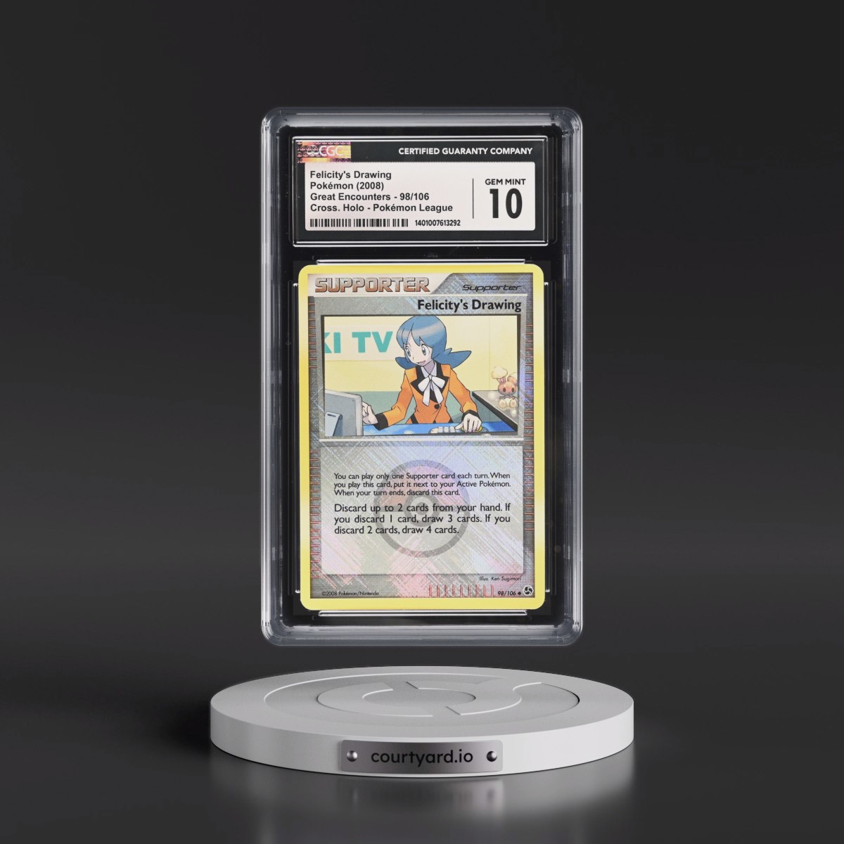 2008 Great Encounters #98/106 Felicity's Drawing - Pokémon League Crosshatch Holo (Cross. Holo) (CGC 10 GEM MINT)
