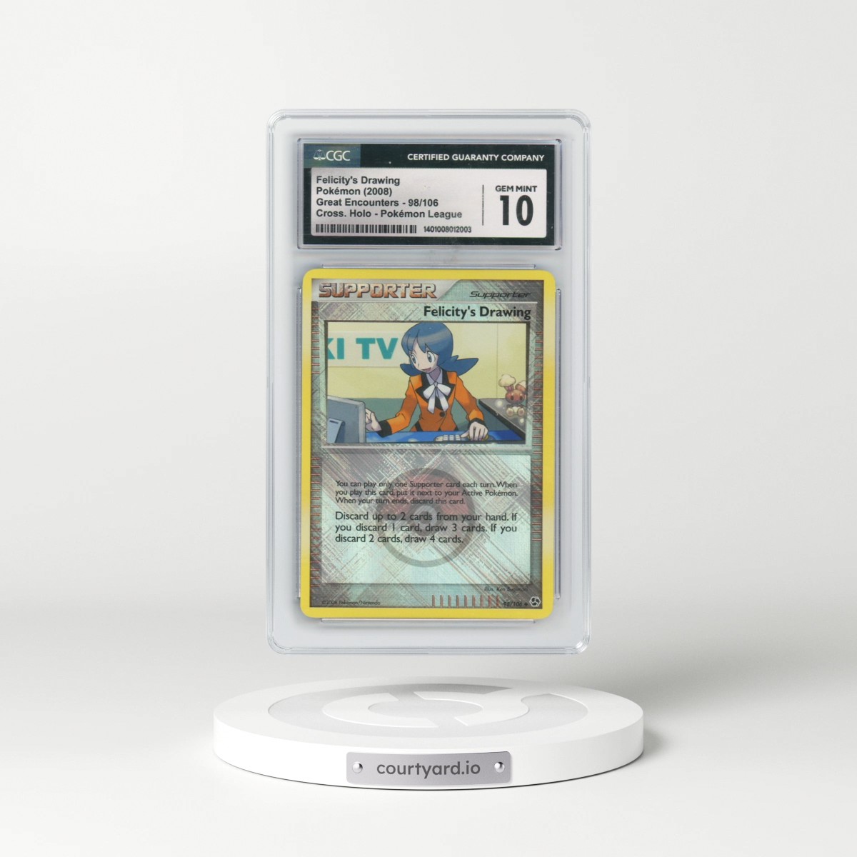 2008 Great Encounters #98/106 Felicity's Drawing - Crosshatch Holo (Cross. Holo) Pokémon League (CGC 10 GEM MINT)