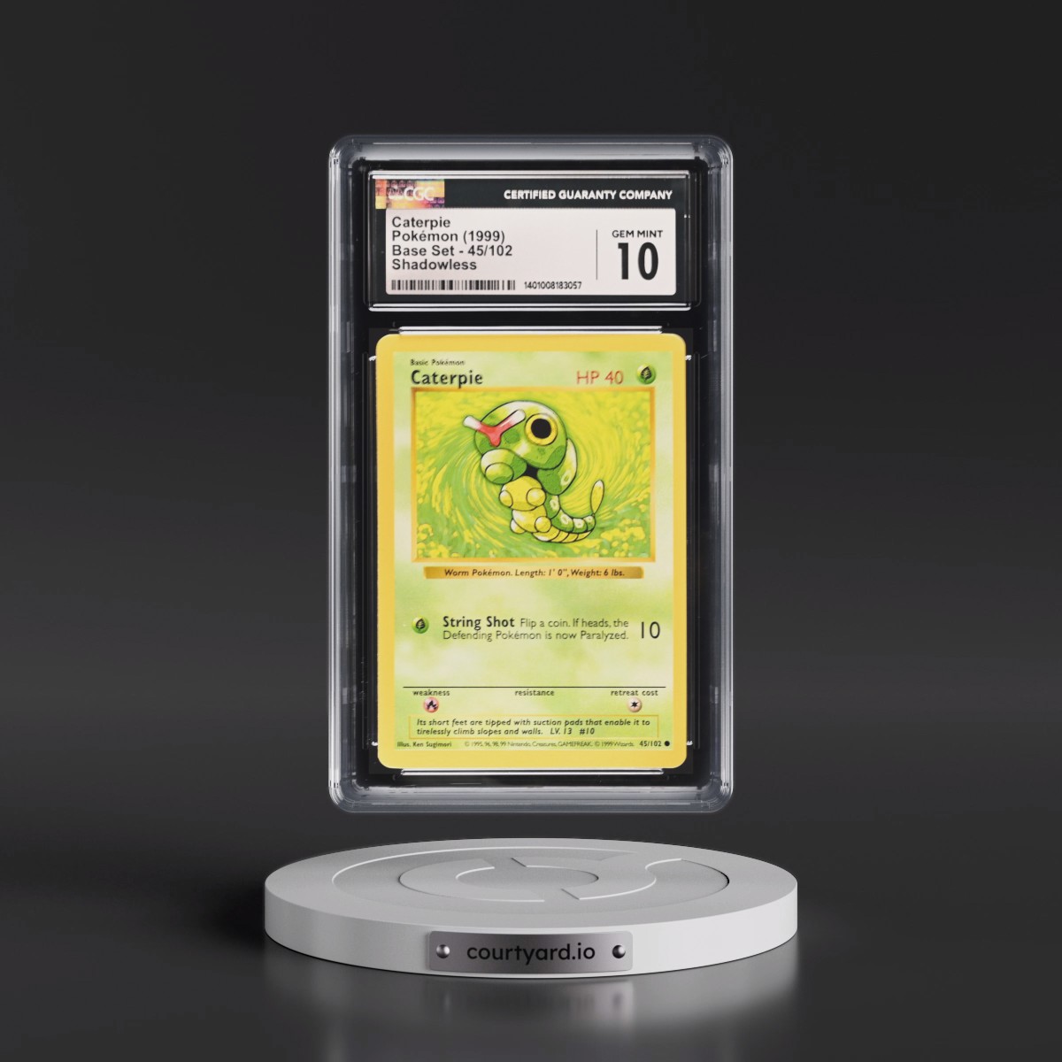 1999 Base Set #45/102 Caterpie - Shadowless Shadowless (CGC 10 GEM MINT)