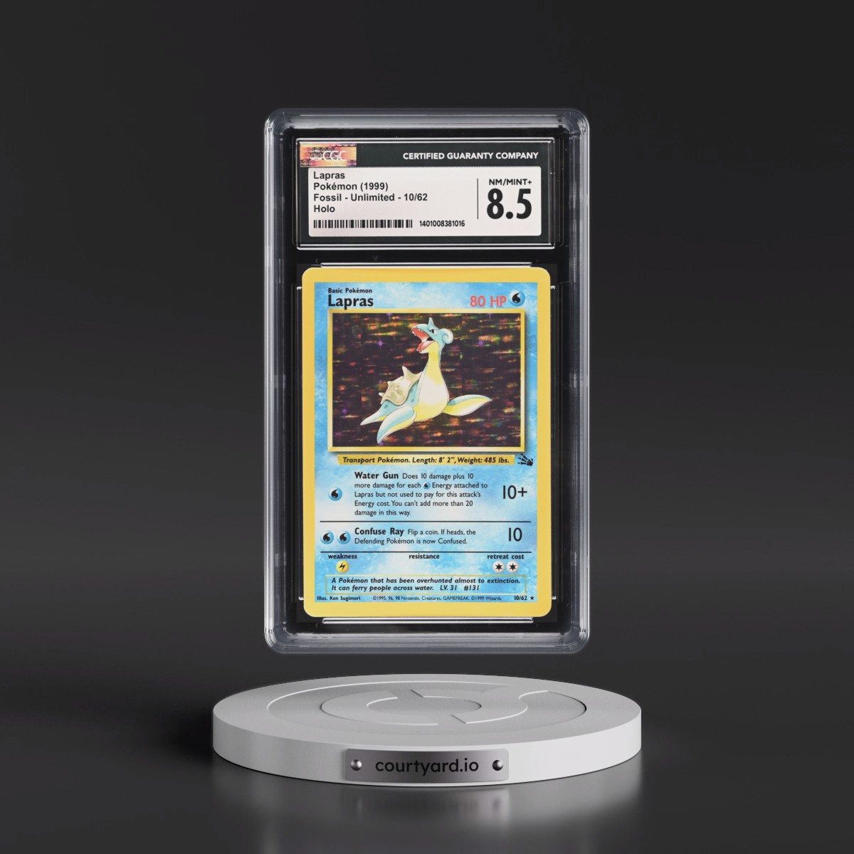 1999 Fossil Lapras - Galaxy Star Holo #10/62 CGC 8.5