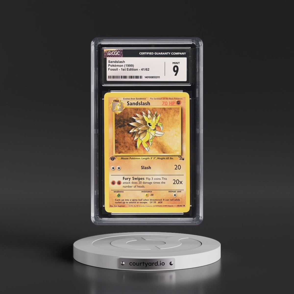 1999 Fossil #41/62 Sandslash - 1st Edition 1st Edition (CGC 9 MINT)