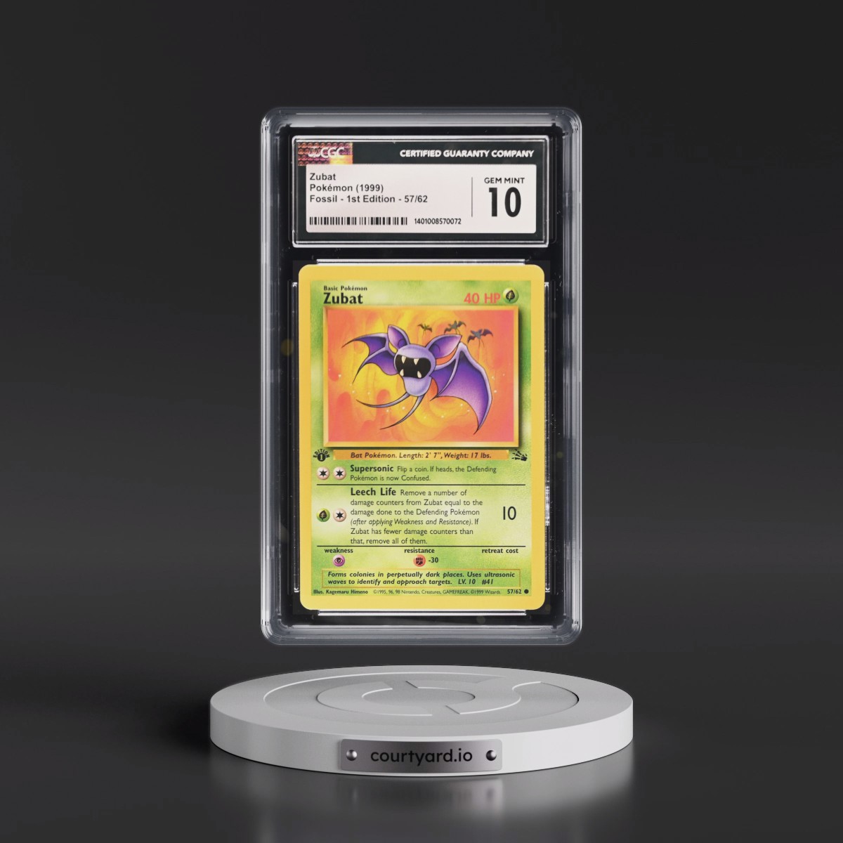 1999 Fossil #57/62 Zubat - 1st Edition 1st Edition (CGC 10 GEM MINT)