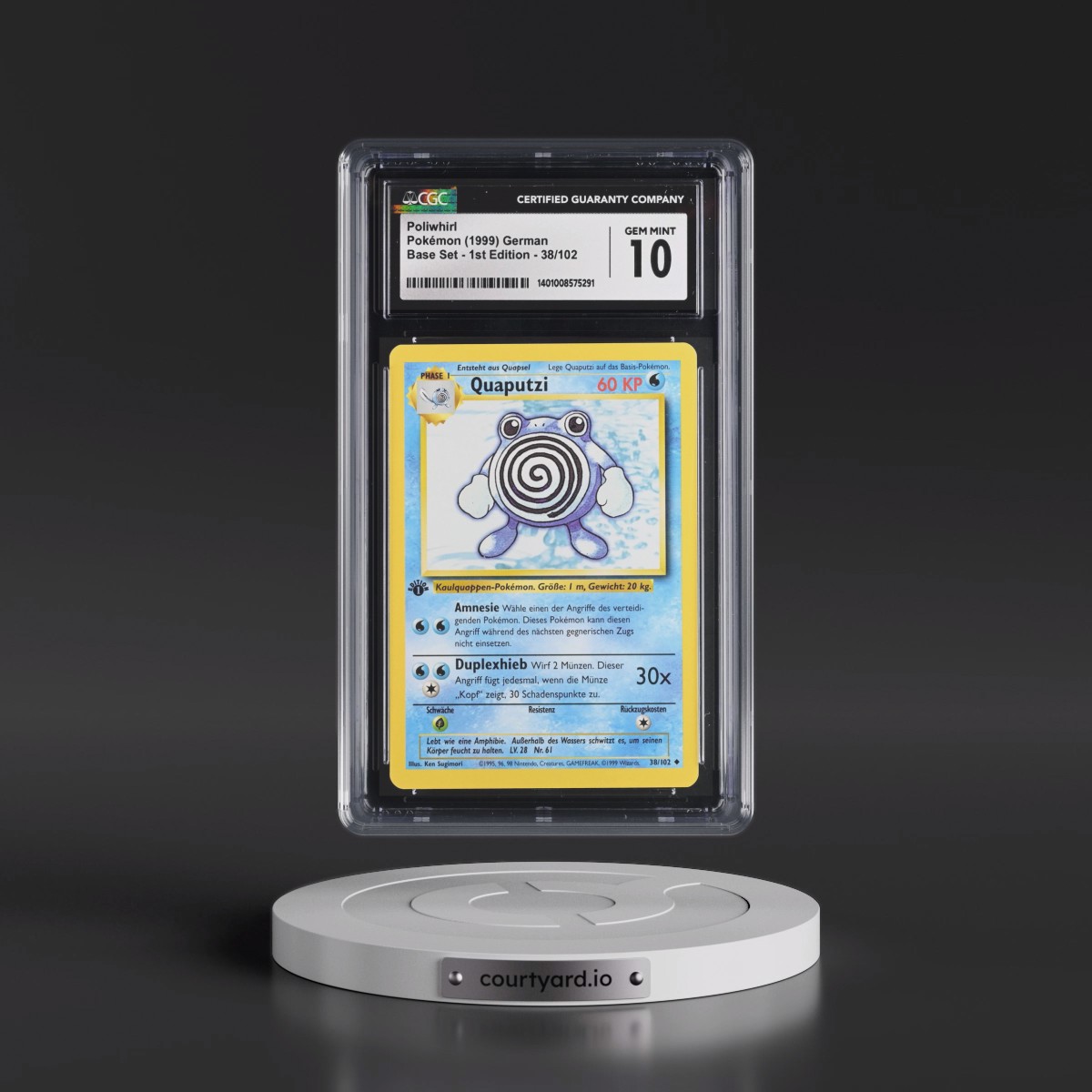 1999 Base Set #38/102 Poliwhirl (Quaputzi) - 1st Edition 1st Edition (CGC 10 GEM MINT)