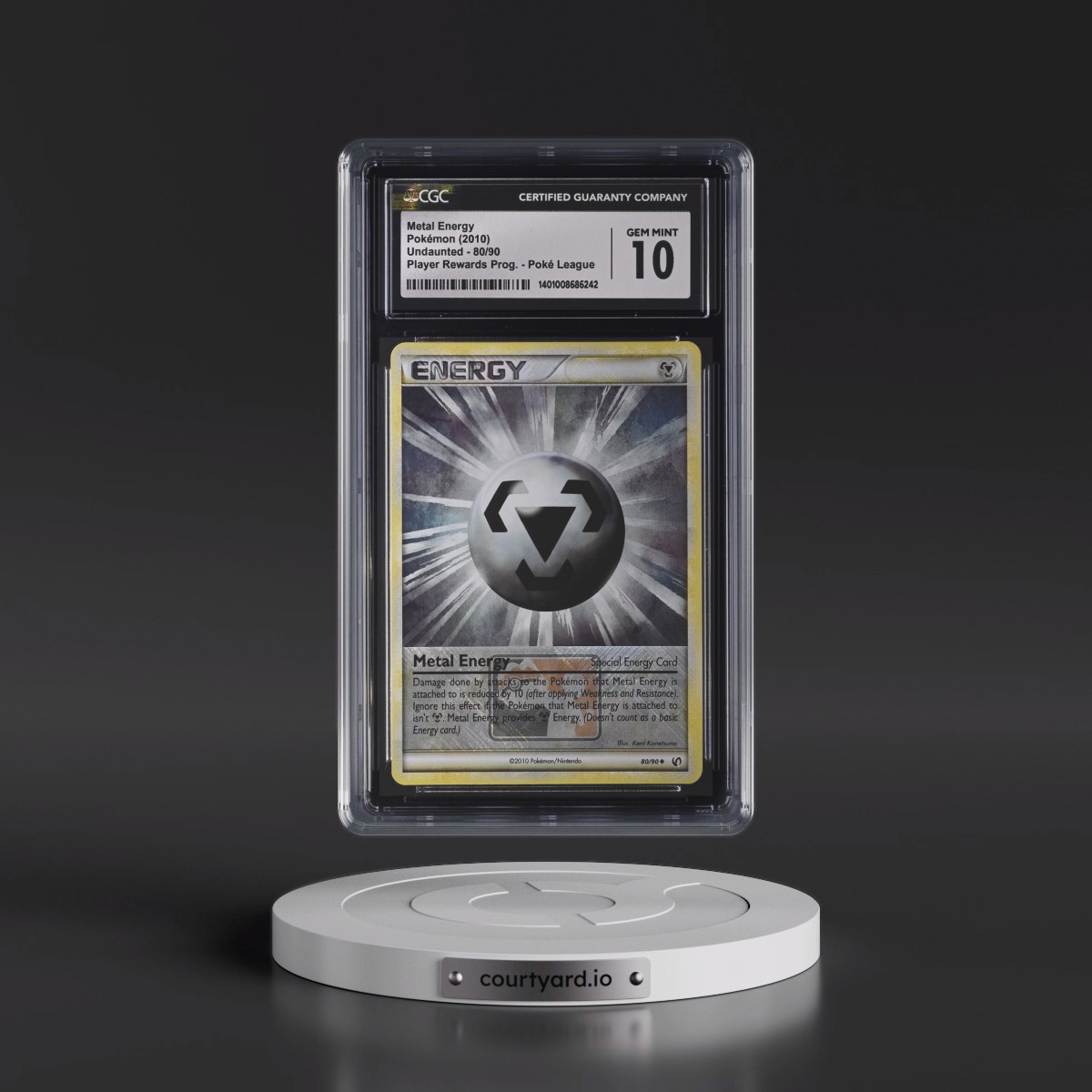 2010 Undaunted #80/90 Metal Energy - Player Rewards Program Poké League (CGC 10 GEM MINT)