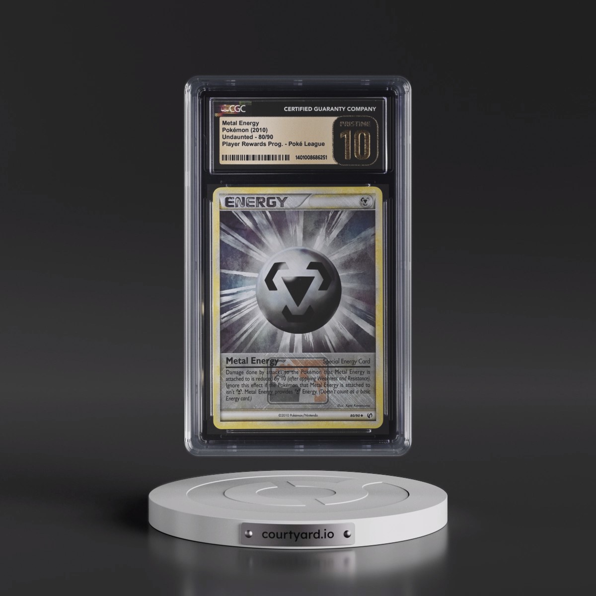 2010 Undaunted #80/90 Metal Energy - Player Rewards Program Poké League (CGC 10 PRISTINE)