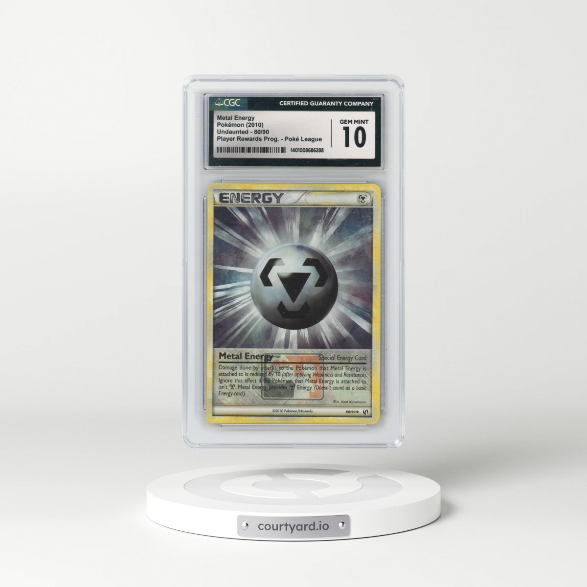 2010 Undaunted #80/90 Metal Energy - Player Rewards Program Poké League (CGC 10 GEM MINT)