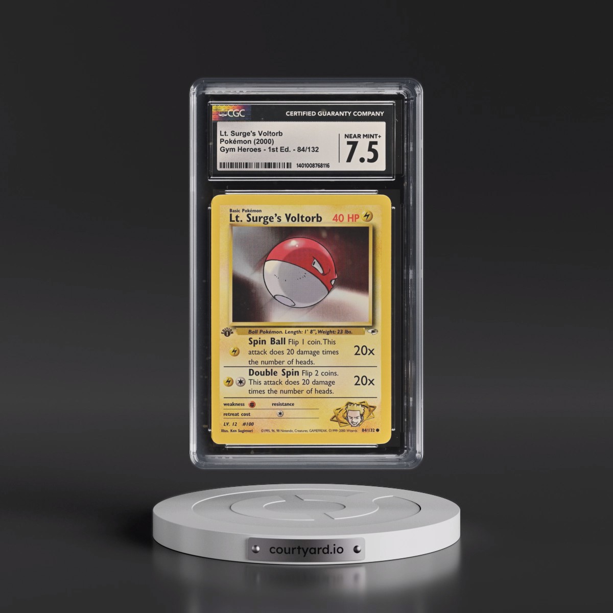 2000 Gym Heroes #84/132 Lt. Surge's Voltorb - 1st Edition 1st Edition (CGC 7.5 NM+)