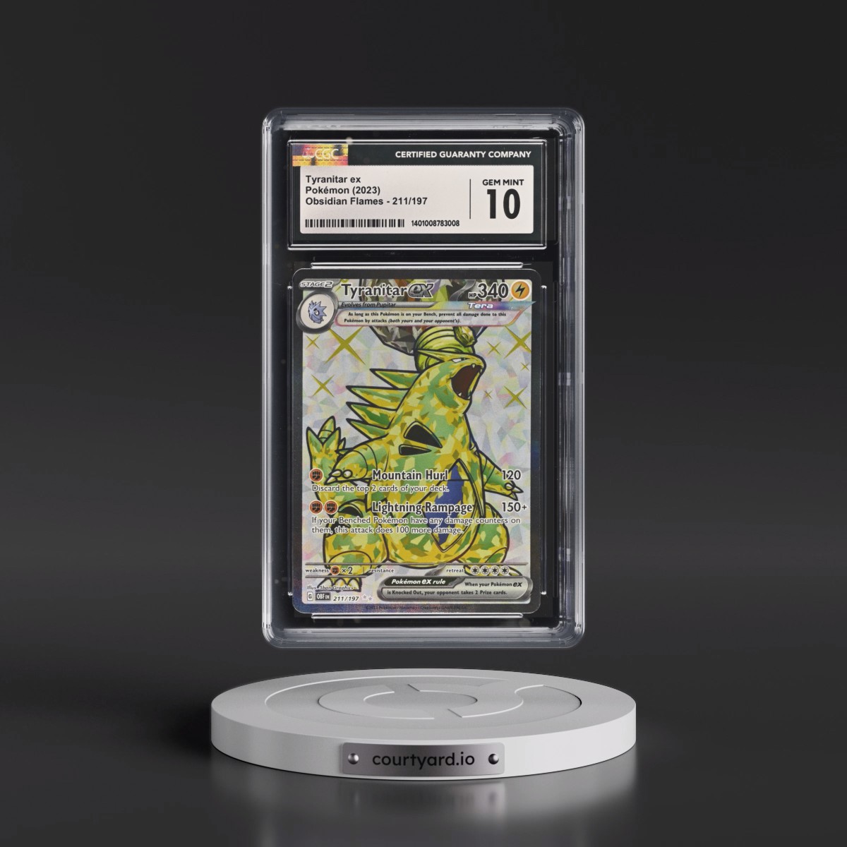 2023 Obsidian Flames - OBF EN #211/197 Tyranitar ex - Ultra Rare Holo (CGC 10 GEM MINT)