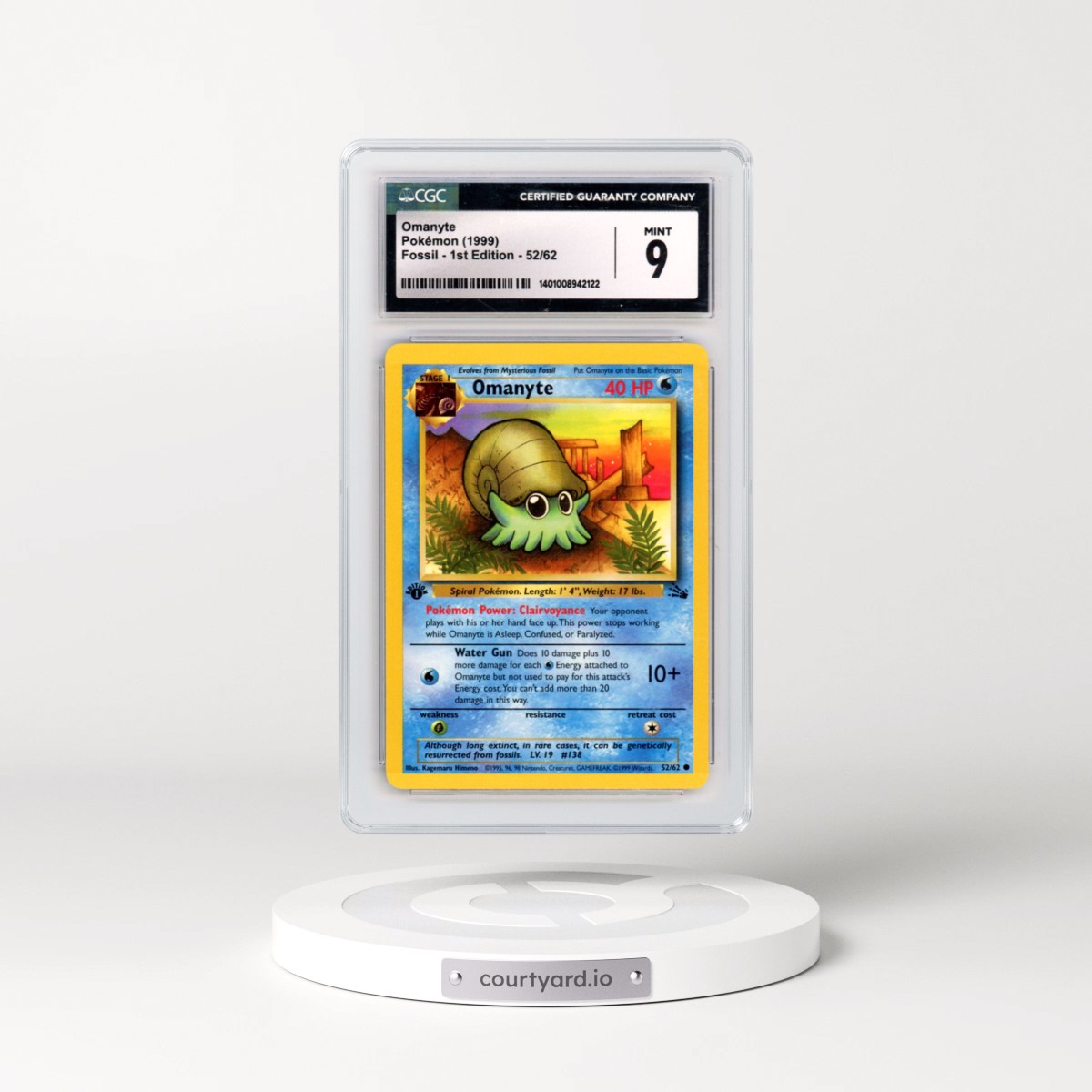 1999 Fossil #52/62 Omanyte - 1st Edition 1st Edition (CGC 9 MINT)