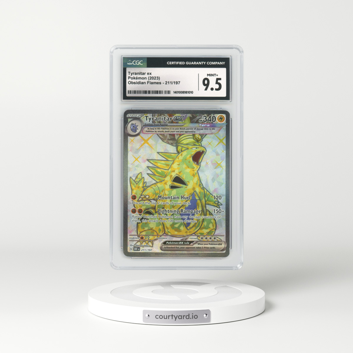 2023 Obsidian Flames #211 Tyranitar ex - Full Art Holo (CGC 9.5 MINT+)