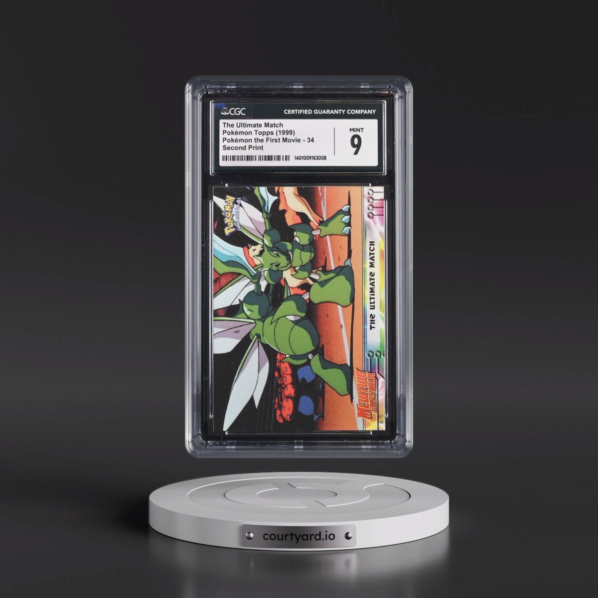 1999 Pokémon the First Movie #34 The Ultimate Match - Second Print (Black Topps Logo) (CGC 9 MINT)