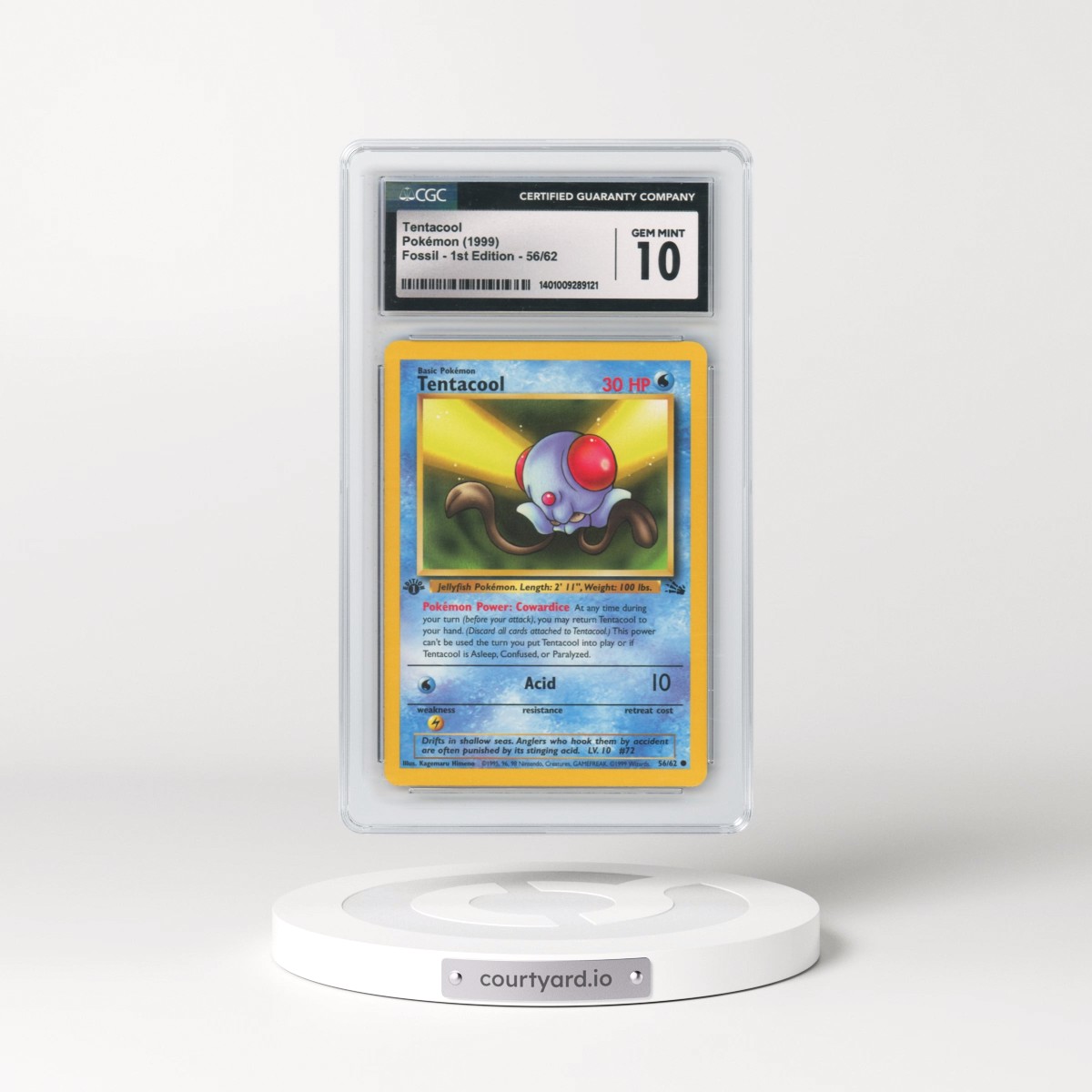 1999 Fossil #56/62 Tentacool - 1st Edition 1st Edition (CGC 10 GEM MINT)