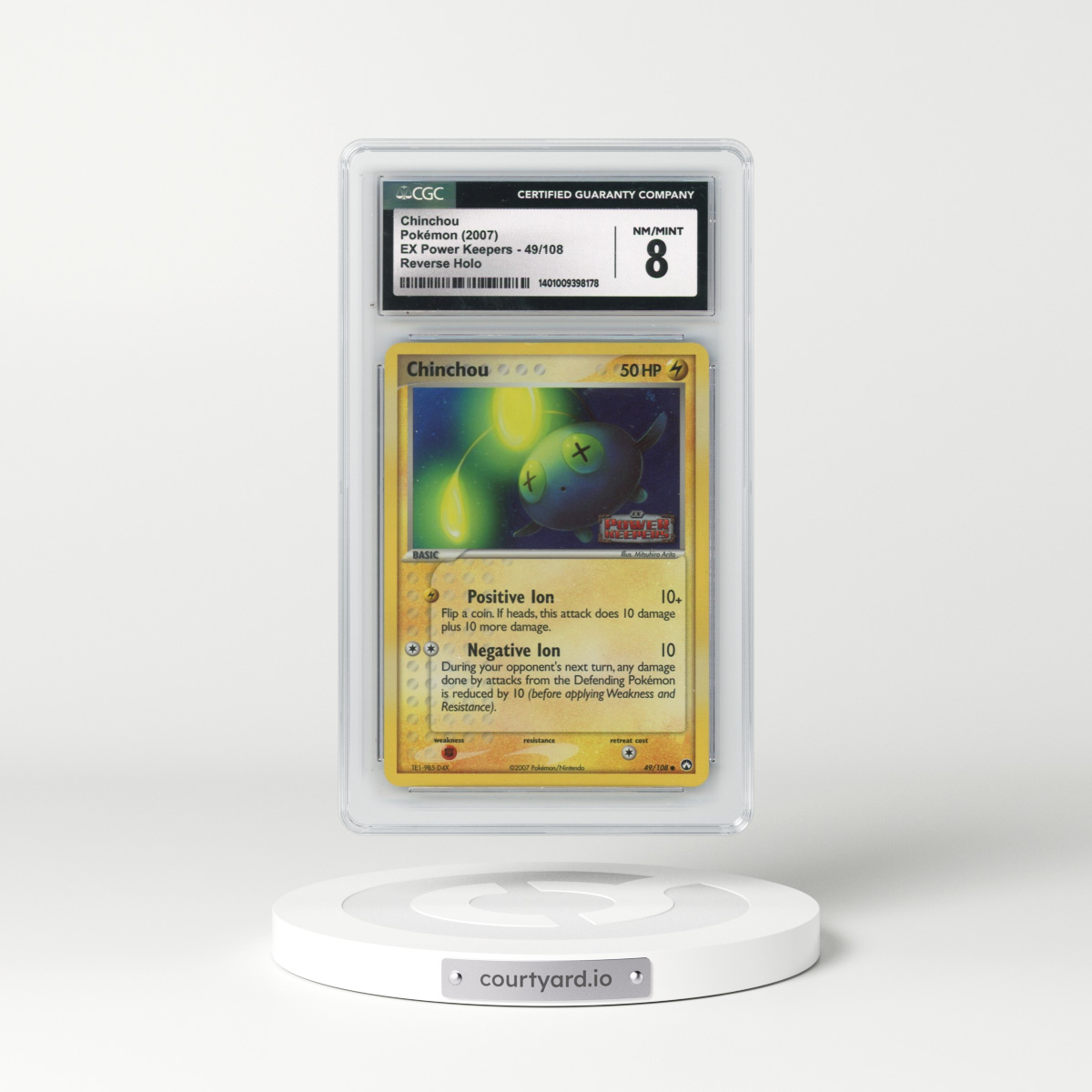 2007 EX Power Keepers #49/108 Chinchou - Reverse Holo (CGC 8 NM-MT)