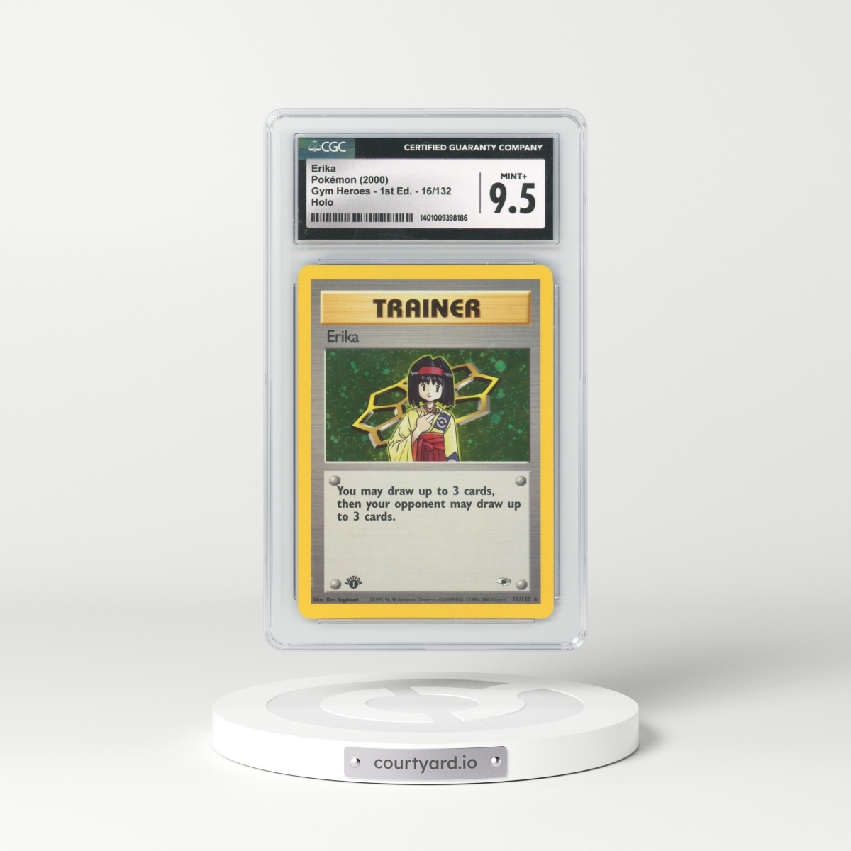 2000 Gym Heroes #16 Erika - 1st Edition Holo (CGC 9.5 MINT+)