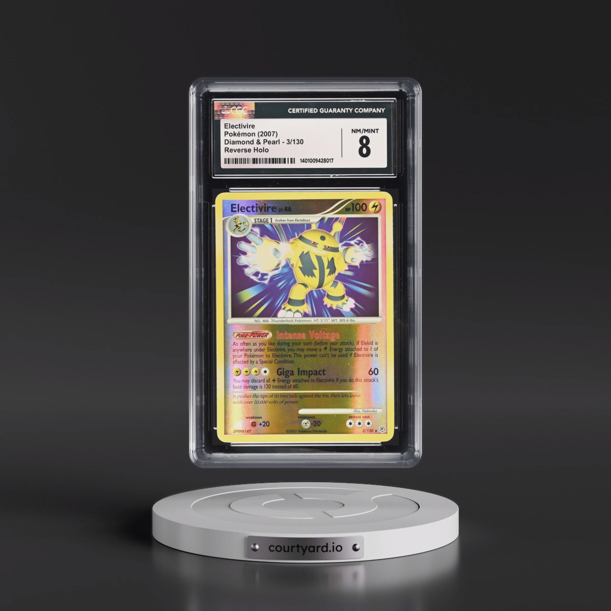 2007 Diamond & Pearl #3/130 Electivire - Reverse Holo (CGC 8 NM-MT)