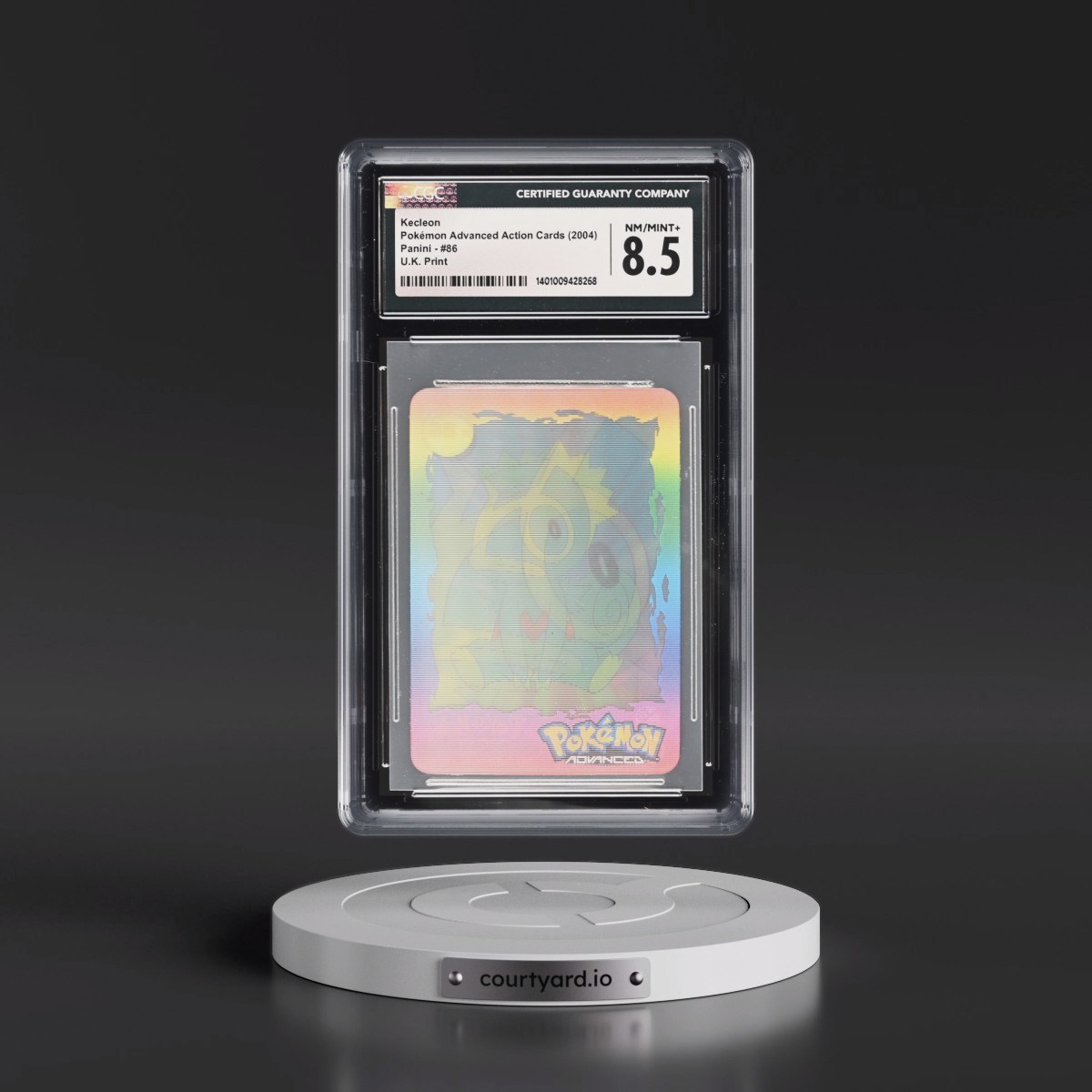 2004 Pokémon Advanced Action Cards (2004 Panini) - English #86 Kecleon - U.K. Print (Cards Inc. On Back) (CGC 8.5 NM-MT+)