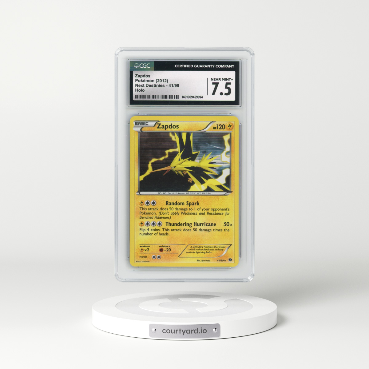 2012 Next Destinies #41/99 Zapdos - Holo (CGC 7.5 NM+)