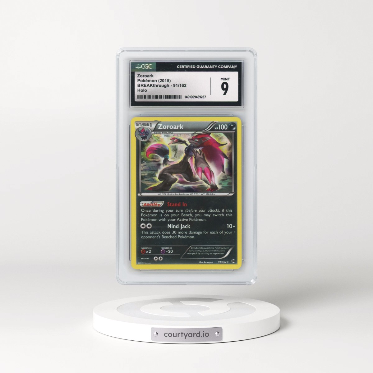 2015 BREAKthrough #91/162 Zoroark - Holo (CGC 9 MINT)