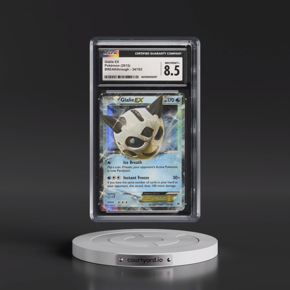 2015 BREAKthrough #34/162 Glalie EX - Holo (CGC 8.5 NM-MT+)