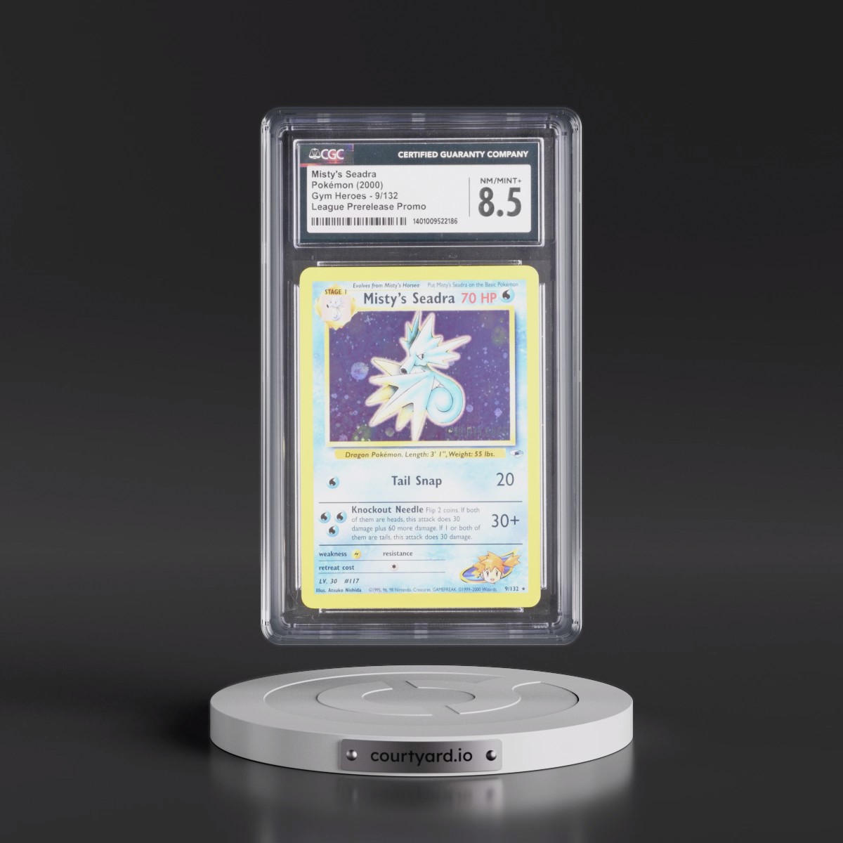 2000 Gym Heroes #9/132 Misty's Seadra - League Prerelease Promo (Holo) (CGC 8.5 NM-MT+)