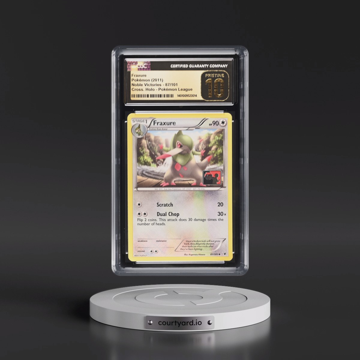 2011 Noble Victories #87/101 Fraxure - Pokémon League (Crosshatch Holo) (CGC 10 PRISTINE)