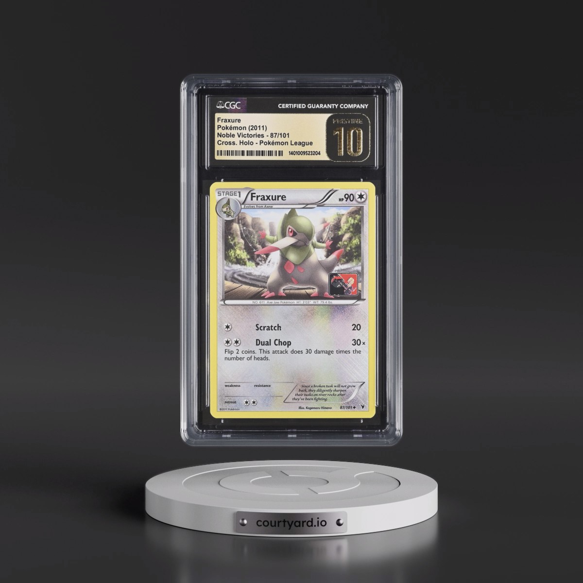 2011 Noble Victories #87/101 Fraxure - Pokémon League (Crosshatch Holo) (CGC 10 PRISTINE)