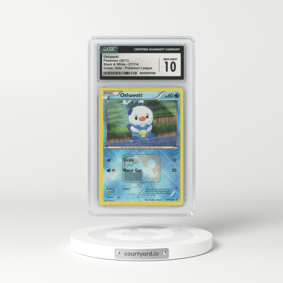 2011 Black & White #17 Oshawott - Holo Crosshatch Holo (CGC 10 GEM MINT)