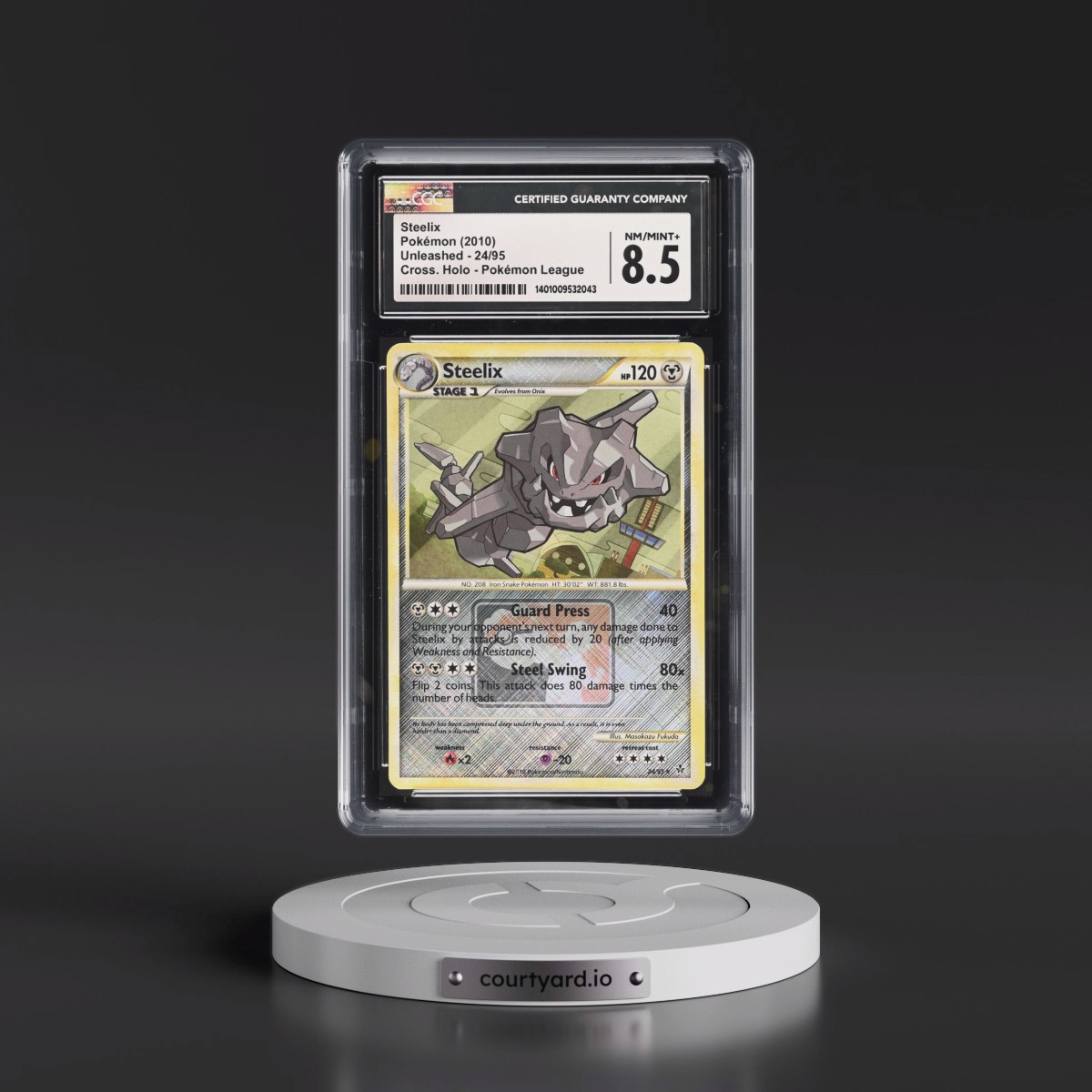 2010 Unleashed #24/95 Steelix - Pokémon League Crosshatch Holo (Cross. Holo) (CGC 8.5 NM-MT+)