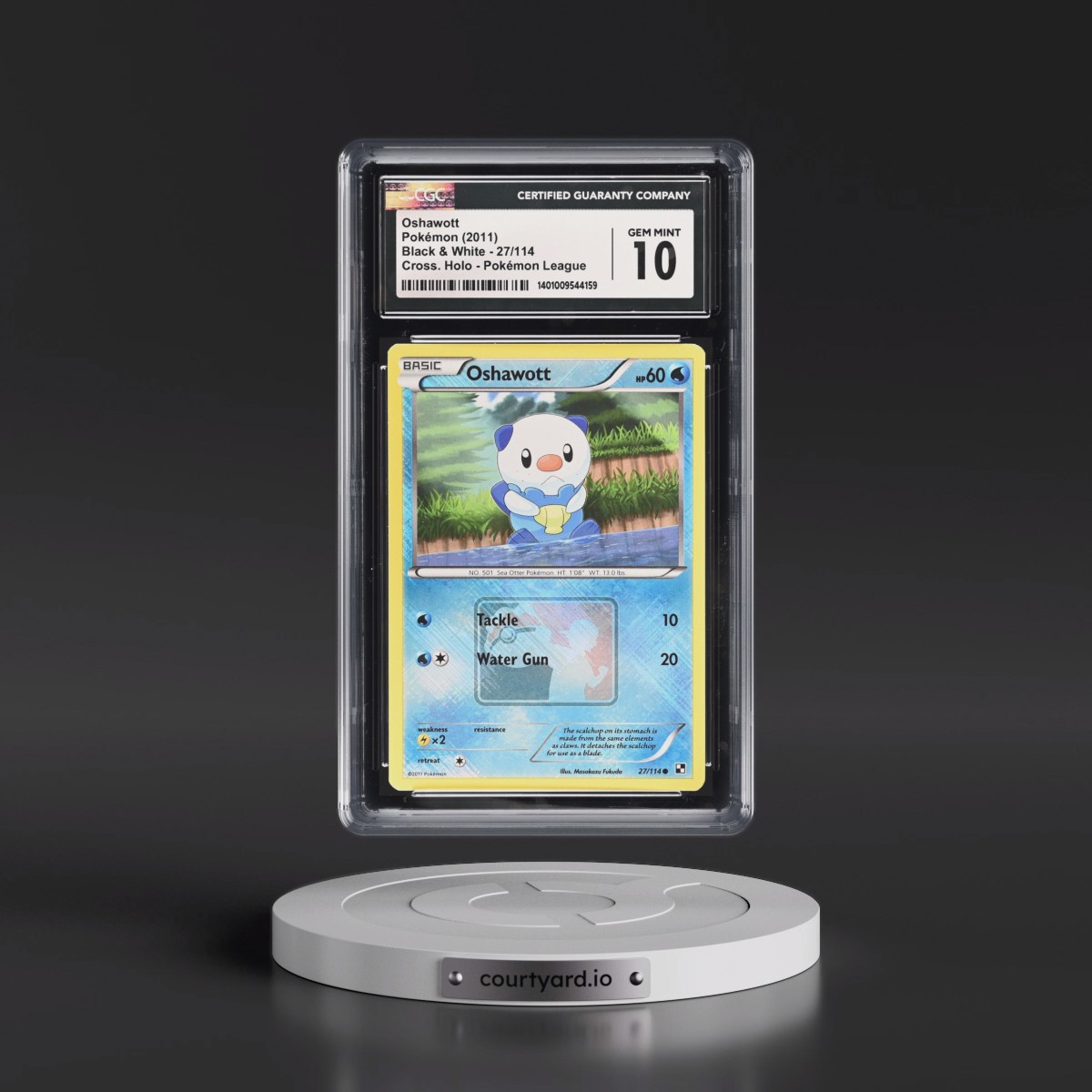 2011 Black & White #27/114 Oshawott - Pokémon League Crosshatch Holo (Cross. Holo) (CGC 10 GEM MINT)