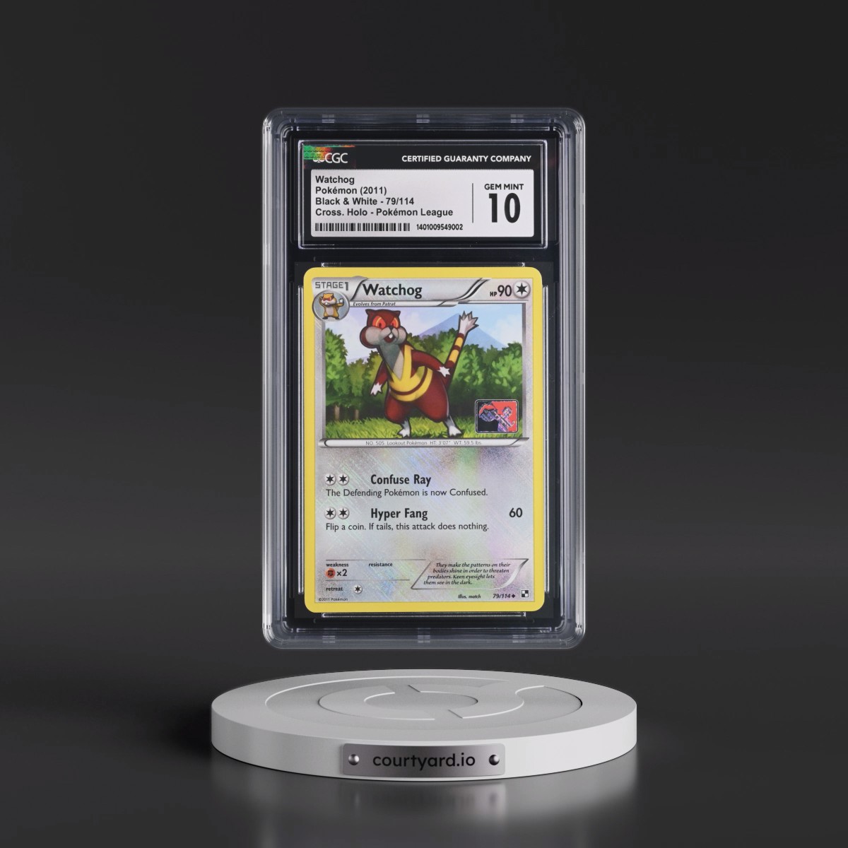 2011 Black & White #79/114 Watchog - Pokémon League Crosshatch Holo (Cross. Holo) (CGC 10 GEM MINT)