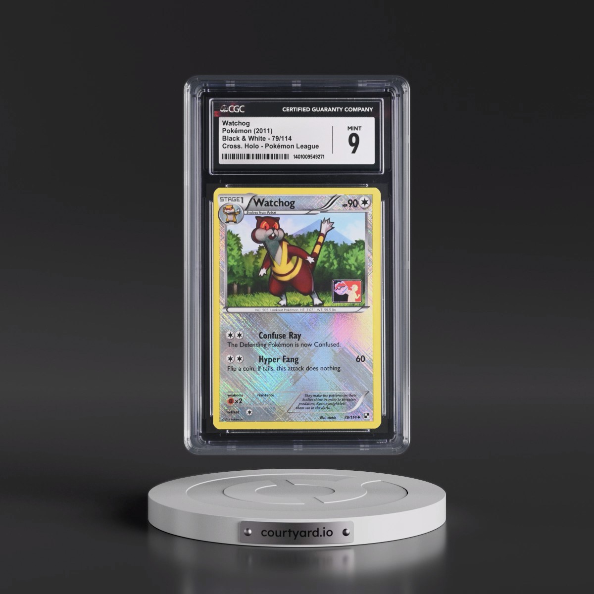 2011 Black & White #79/114 Watchog - Pokémon League Crosshatch Holo (Cross. Holo) (CGC 9 MINT)