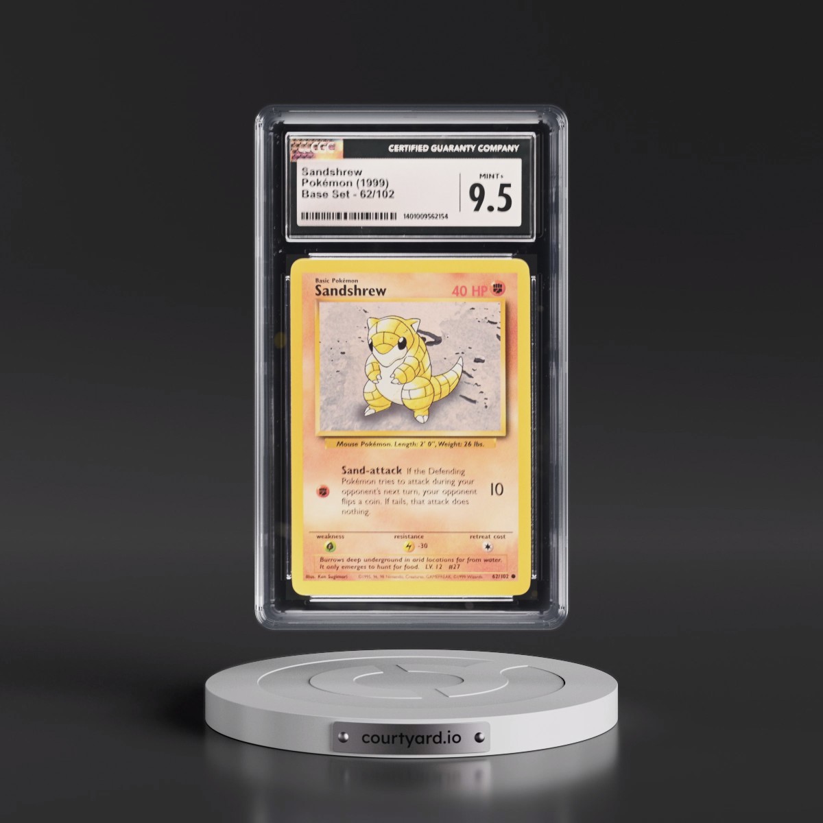 1999 Base Set #62/102 Sandshrew (CGC 9.5 MINT+)