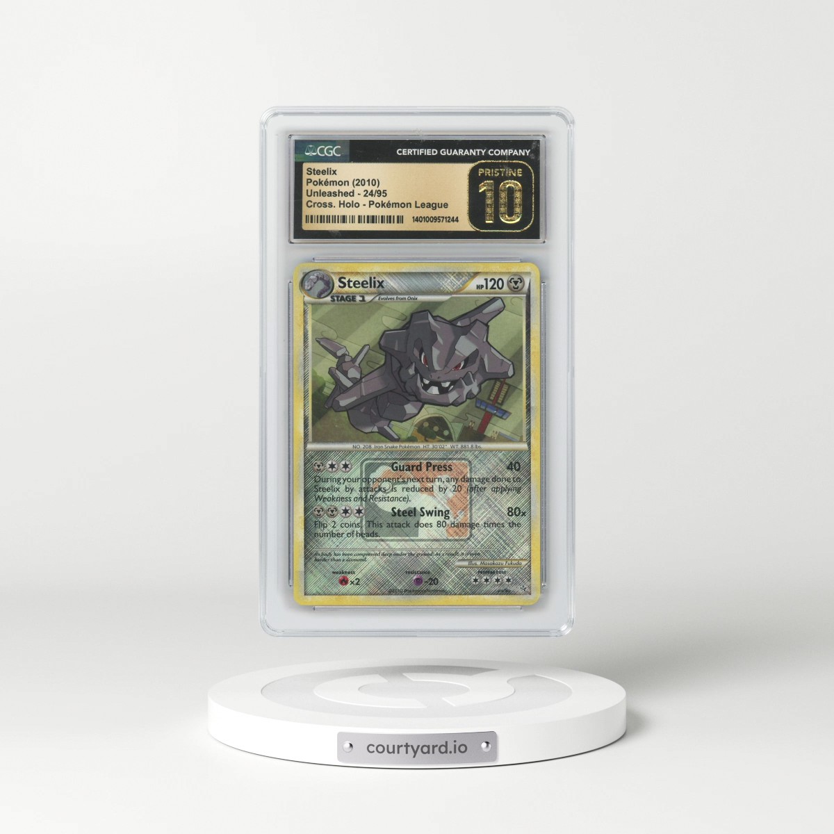 2010 Unleashed #24/95 Steelix - Pokémon League Crosshatch Holo (Cross. Holo) (CGC 10 PRISTINE)