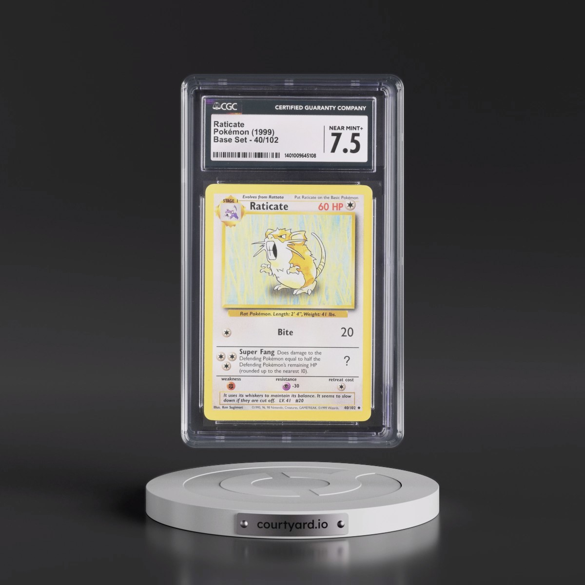 1999 Base Set #40/102 Raticate (CGC 7.5 NM+)