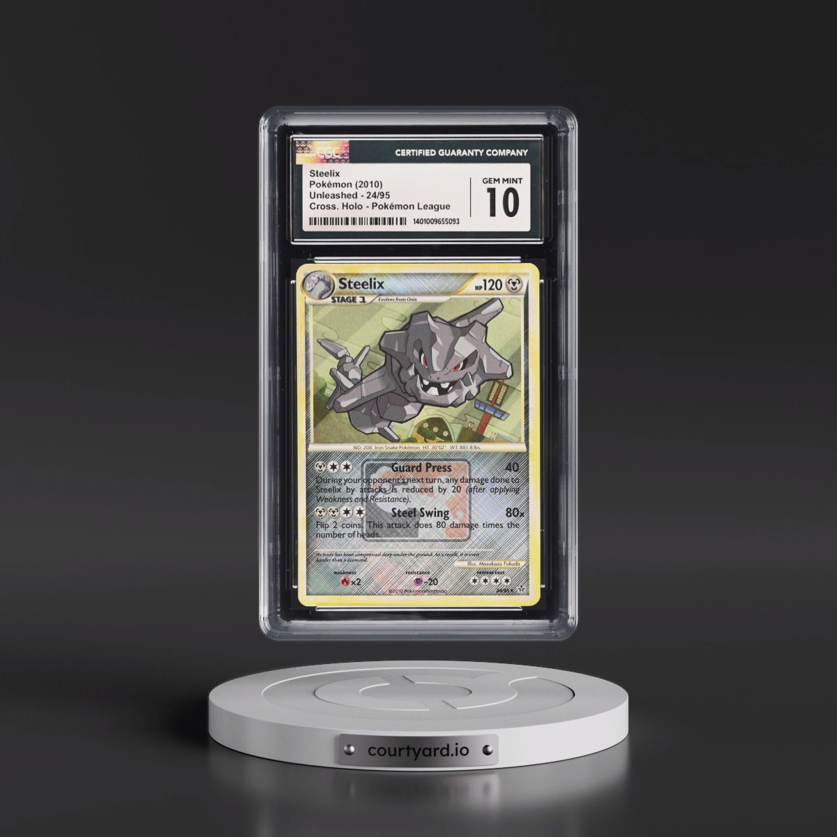 2010 Unleashed #24/95 Steelix - Pokémon League Crosshatch Holo (Cross. Holo) (CGC 10 GEM MINT)