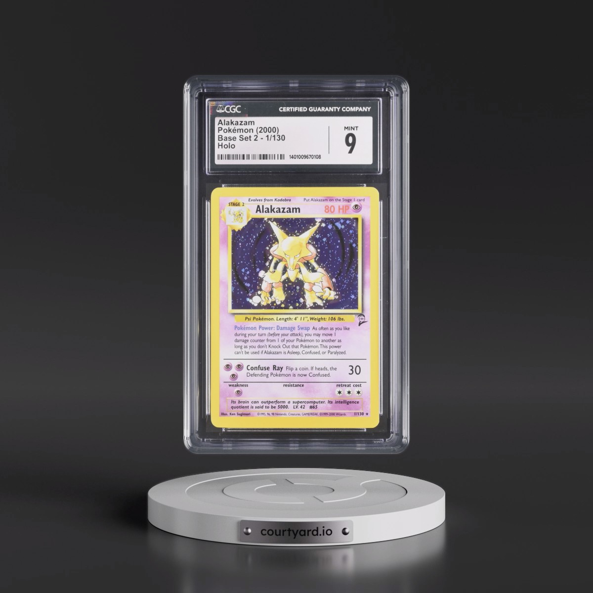 2000 Base Set 2 #1/130 Alakazam - Holo (CGC 9 MINT)