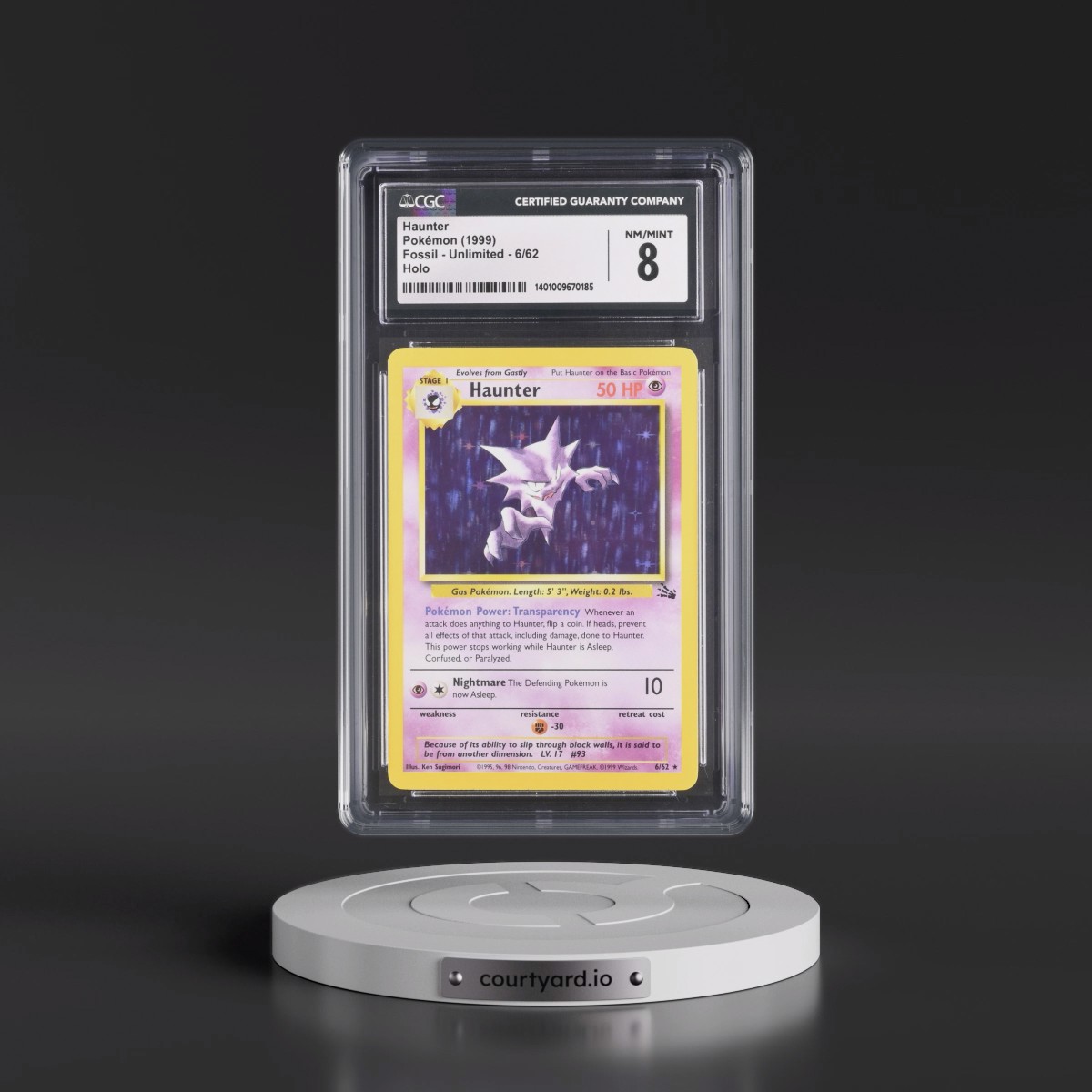 1999 Fossil #6/62 Haunter - Galaxy Star Holo (CGC 8 NM-MT)