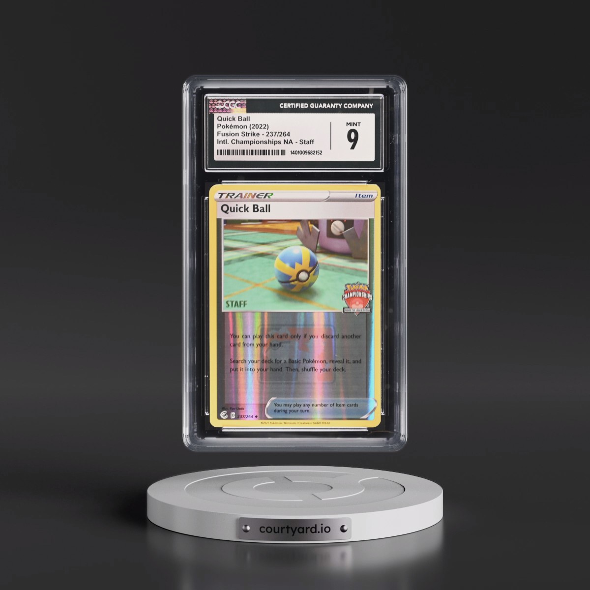 2019 Fusion Strike #237/264 Quick Ball - Reverse Holo International Championships North America () Staff (CGC 9 MINT)