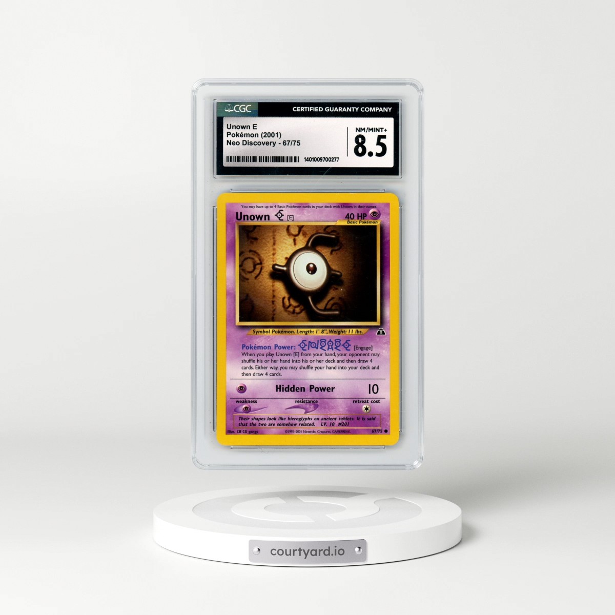 2001 Neo Discovery #67/75 Unown E (CGC 8.5 NM-MT+)