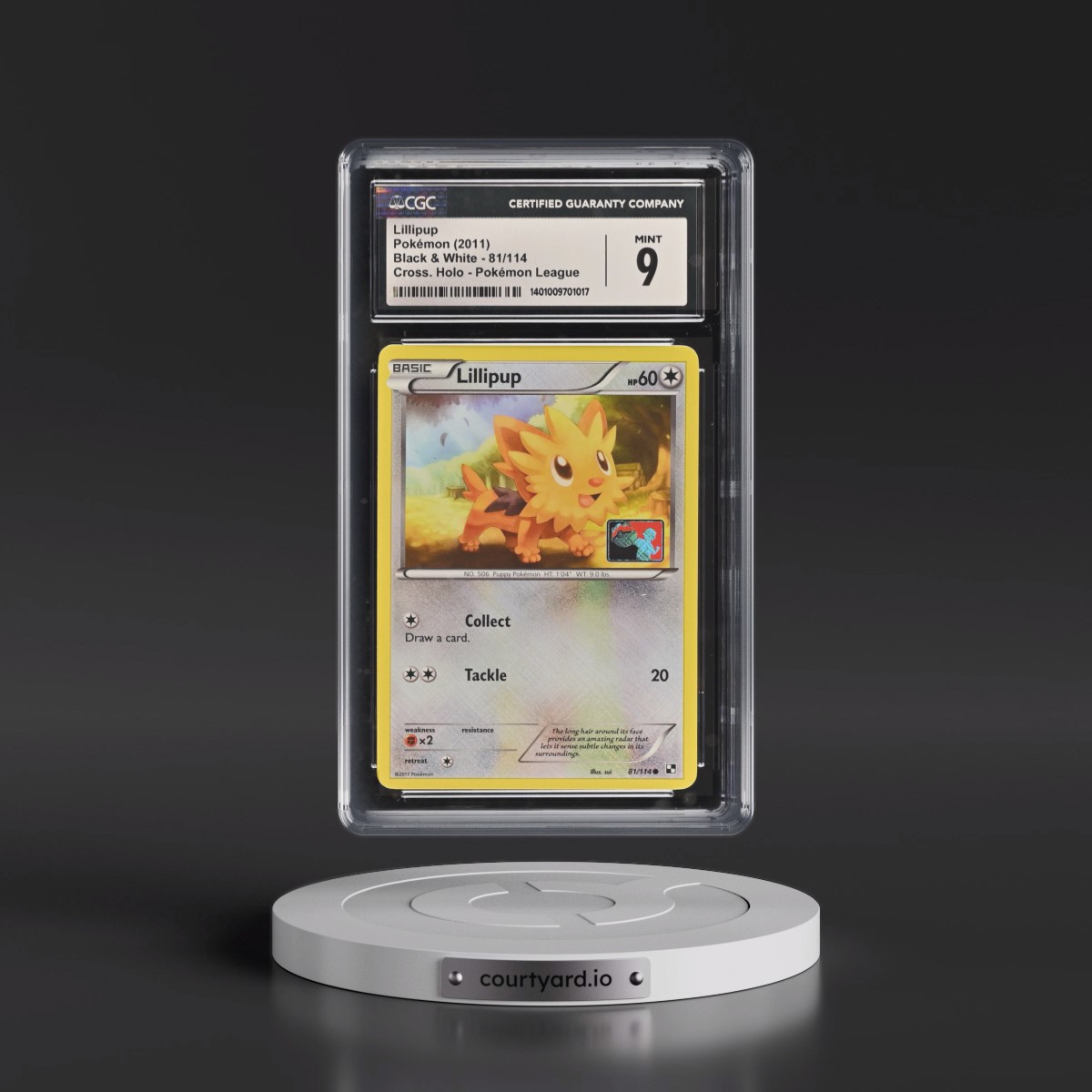 2011 Black & White #81/114 Lillipup - Crosshatch Holo (Cross. Holo) Pokémon League (CGC 9 MINT)