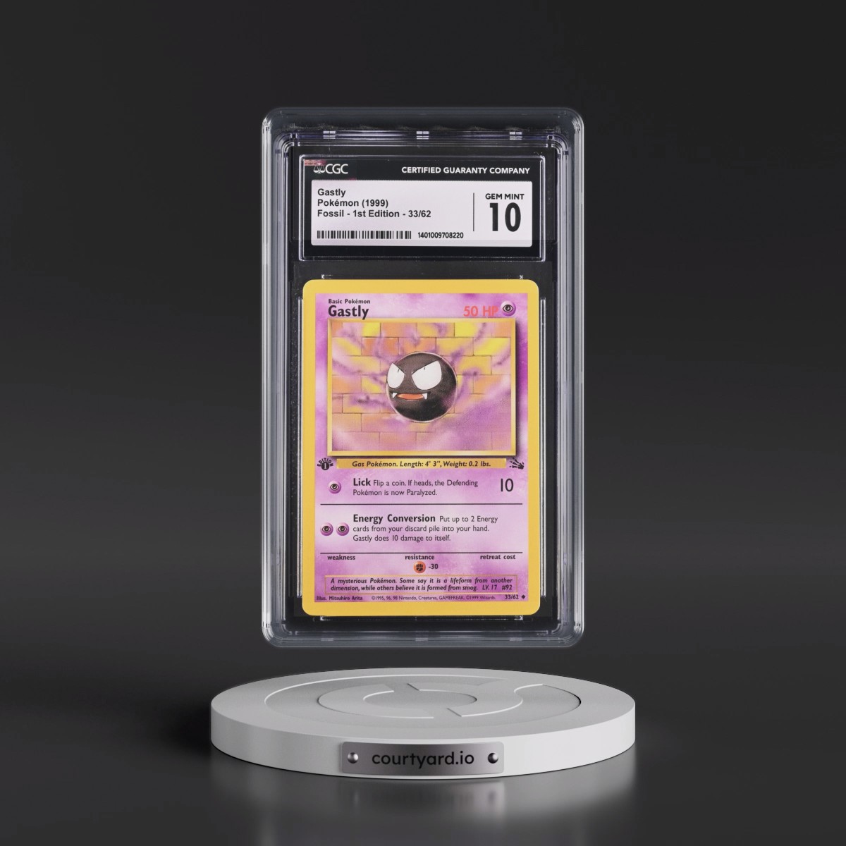 1999 Fossil #33/62 Gastly - 1st Edition 1st Edition (CGC 10 GEM MINT)