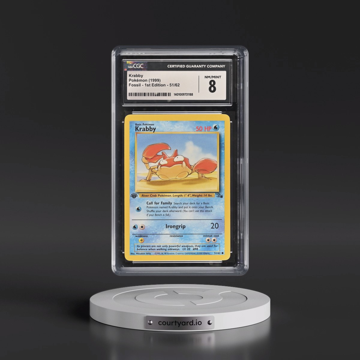 1999 Fossil #51/62 Krabby - 1st Edition 1st Edition (CGC 8 NM-MT)