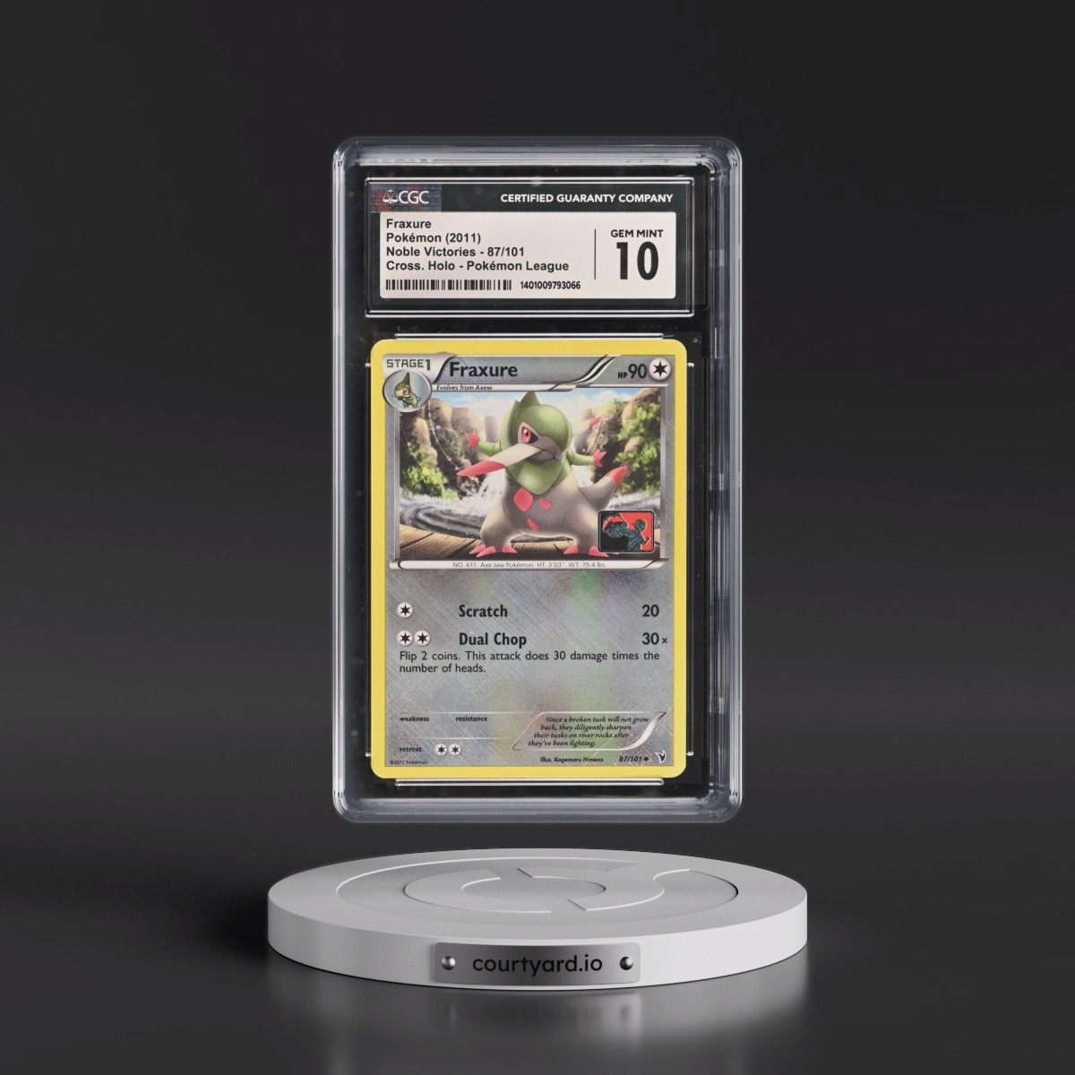 2011 Noble Victories #87/101 Fraxure - Pokémon League (Crosshatch Holo) (CGC 10 GEM MINT)