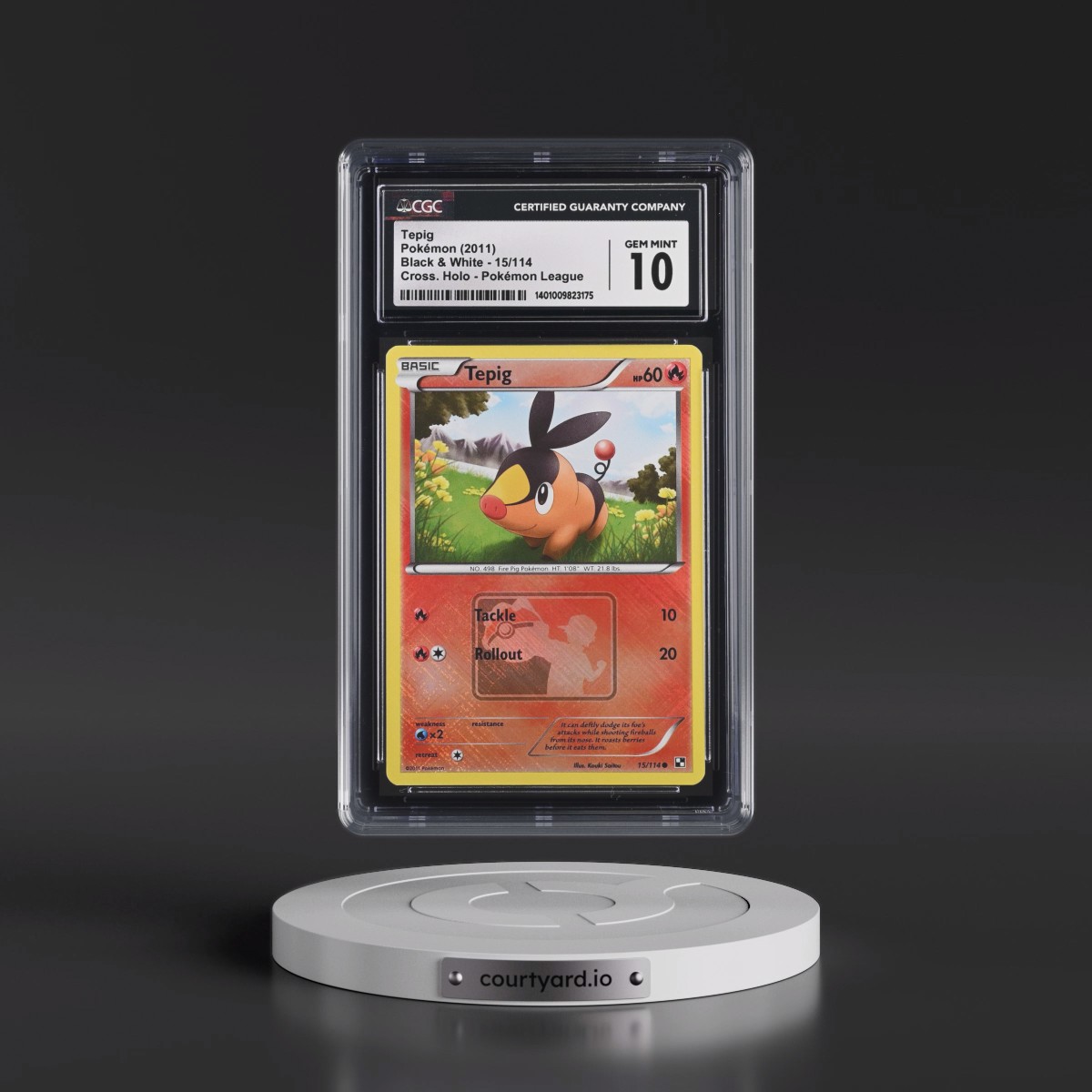 2011 Black & White #15/114 Tepig - Pokémon League (Crosshatch Holo) (CGC 10 GEM MINT)