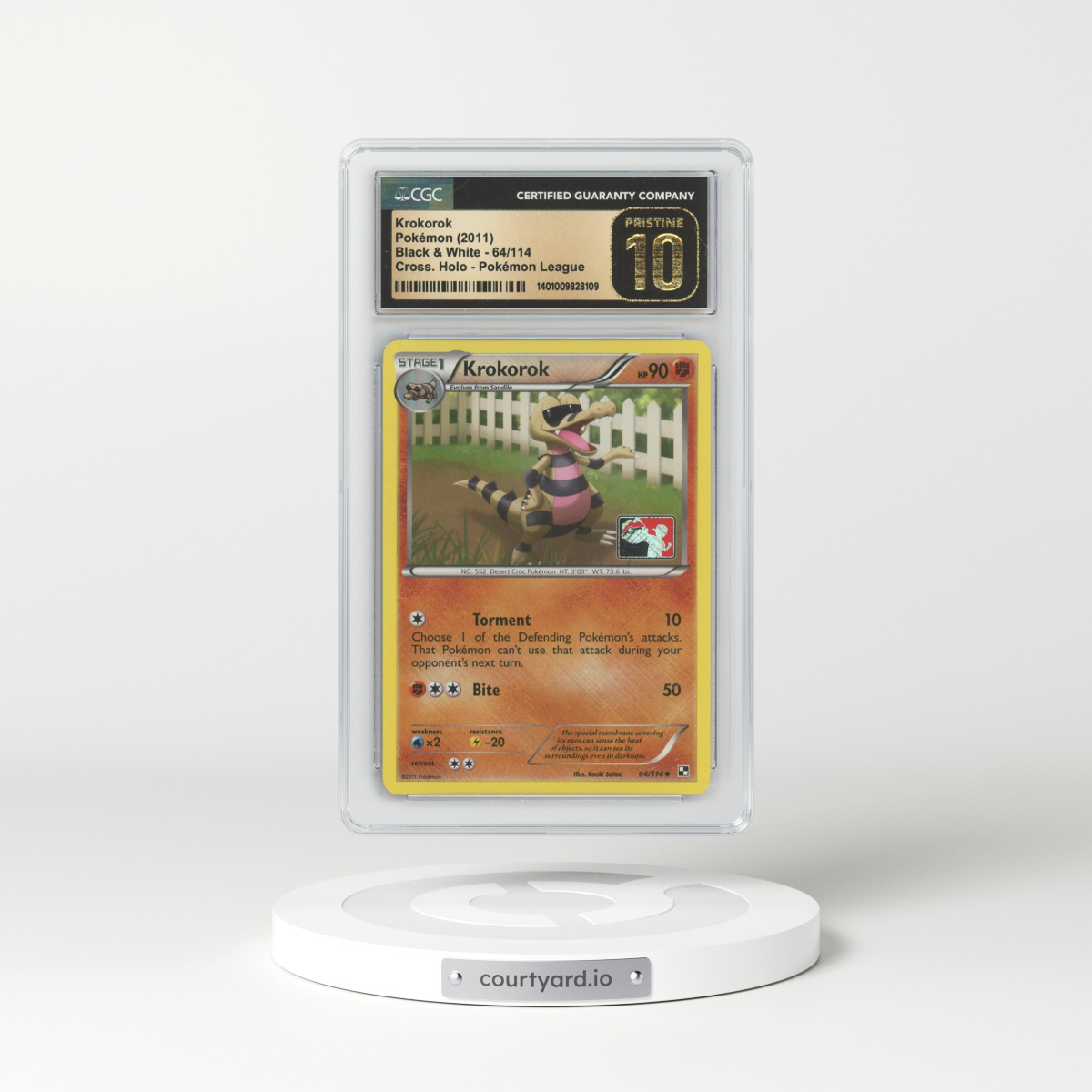 2011 Black & White #46 Krokorok - Holo Crosshatch Holo (CGC 10 PRISTINE)