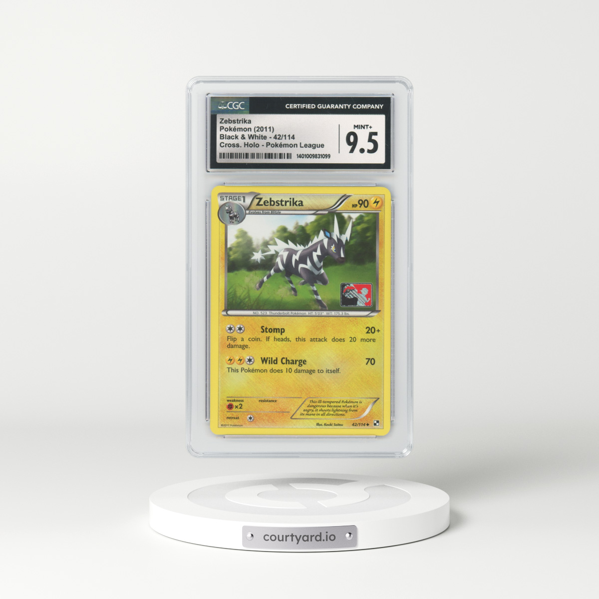 2011 Black & White #42 Zebstrika - Holo (CGC 9.5 MINT+)