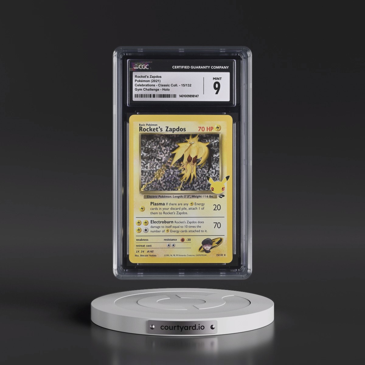 2021 Celebrations - Classic Collection #15/132 Rocket's Zapdos - Gym Challenge Holo (CGC 9 MINT)