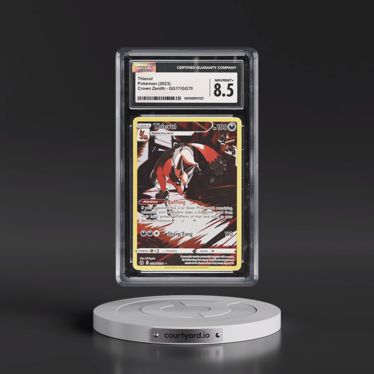 2023 Crown Zenith #GG17/GG70 Thievul - Galarian Gallery Holo (CGC 8.5 NM-MT+)