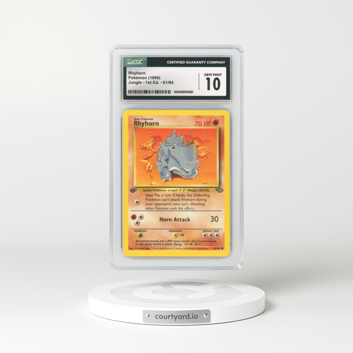 1999 Jungle #61 Rhyhorn - 1st Edition (CGC 10 GEM MINT)